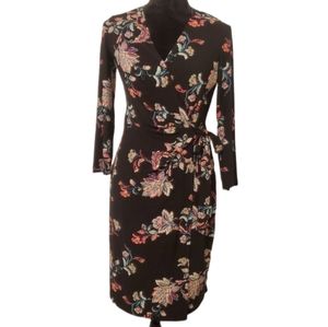 Anne Klein floral faux wrap dress size 6